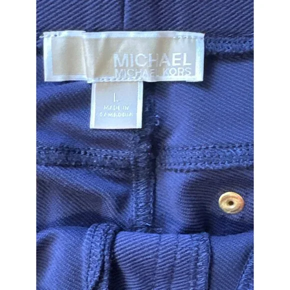 Michael Kors Womens Navy Pull-On Pants With Gold Accents - Size L - Picture 5 of 7